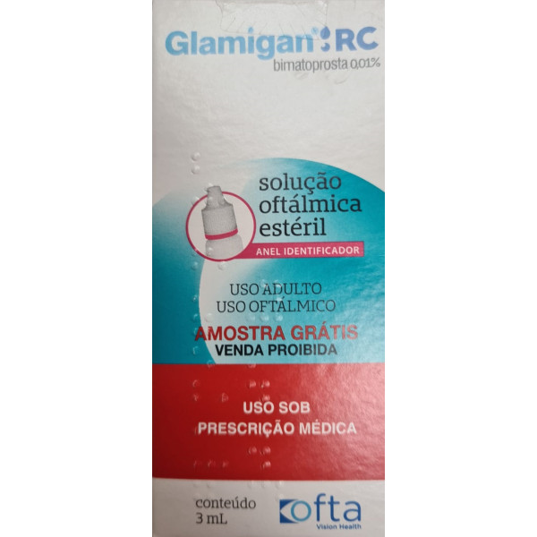 Glamigan RC - Bimatoprosta 0,01% - Solução Ótica Estéril - Frasco 3ml